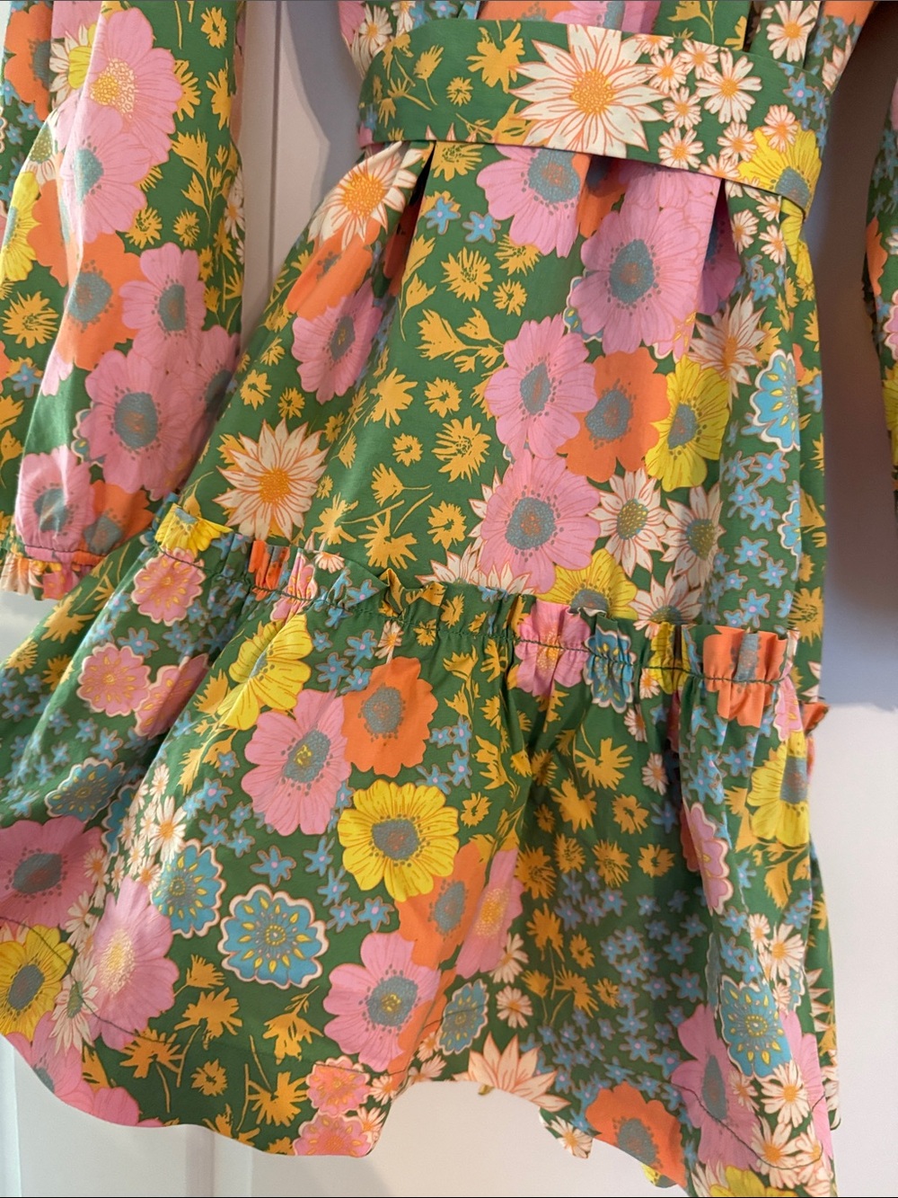 Scoop Women’s floral tiered mini dress retro floral print and puff sleeves XXXL - Picture 3 of 10